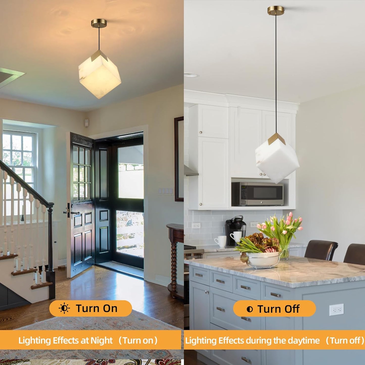 Cube Alabaster Square Pendant Lights