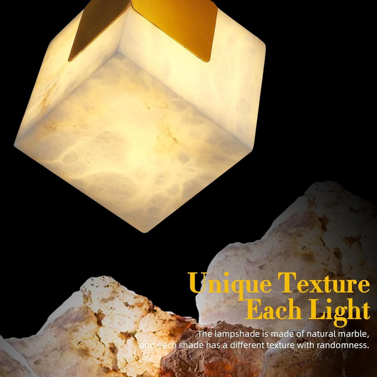 Cube Alabaster Square Pendant Lights