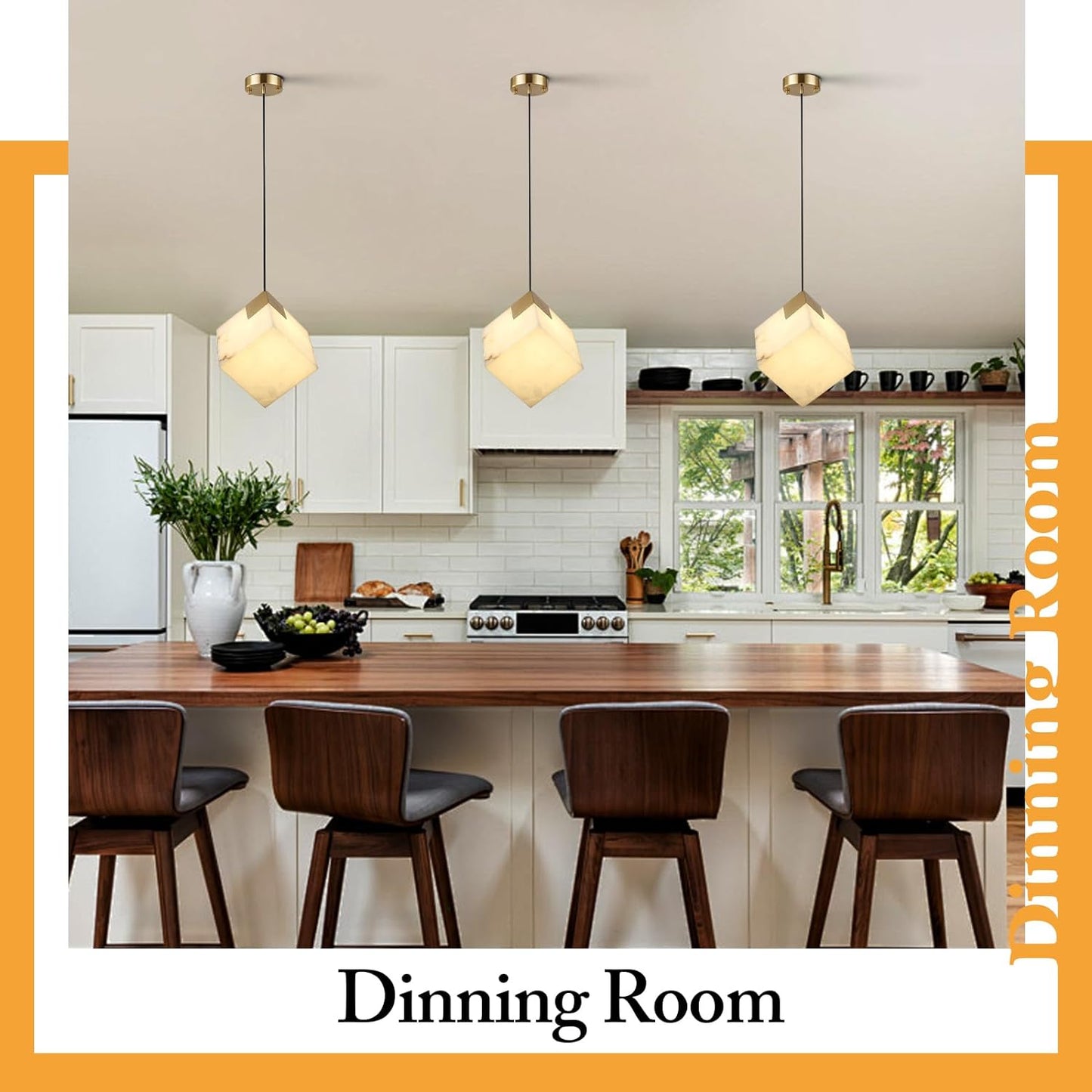 Cube Alabaster Square Pendant Lights