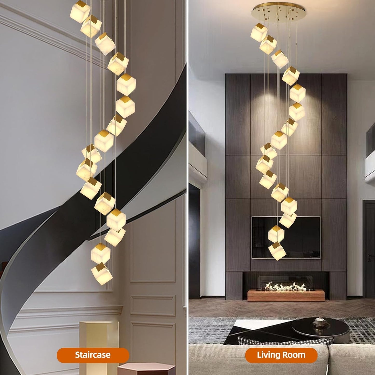 Cube Alabaster Square Pendant Lights