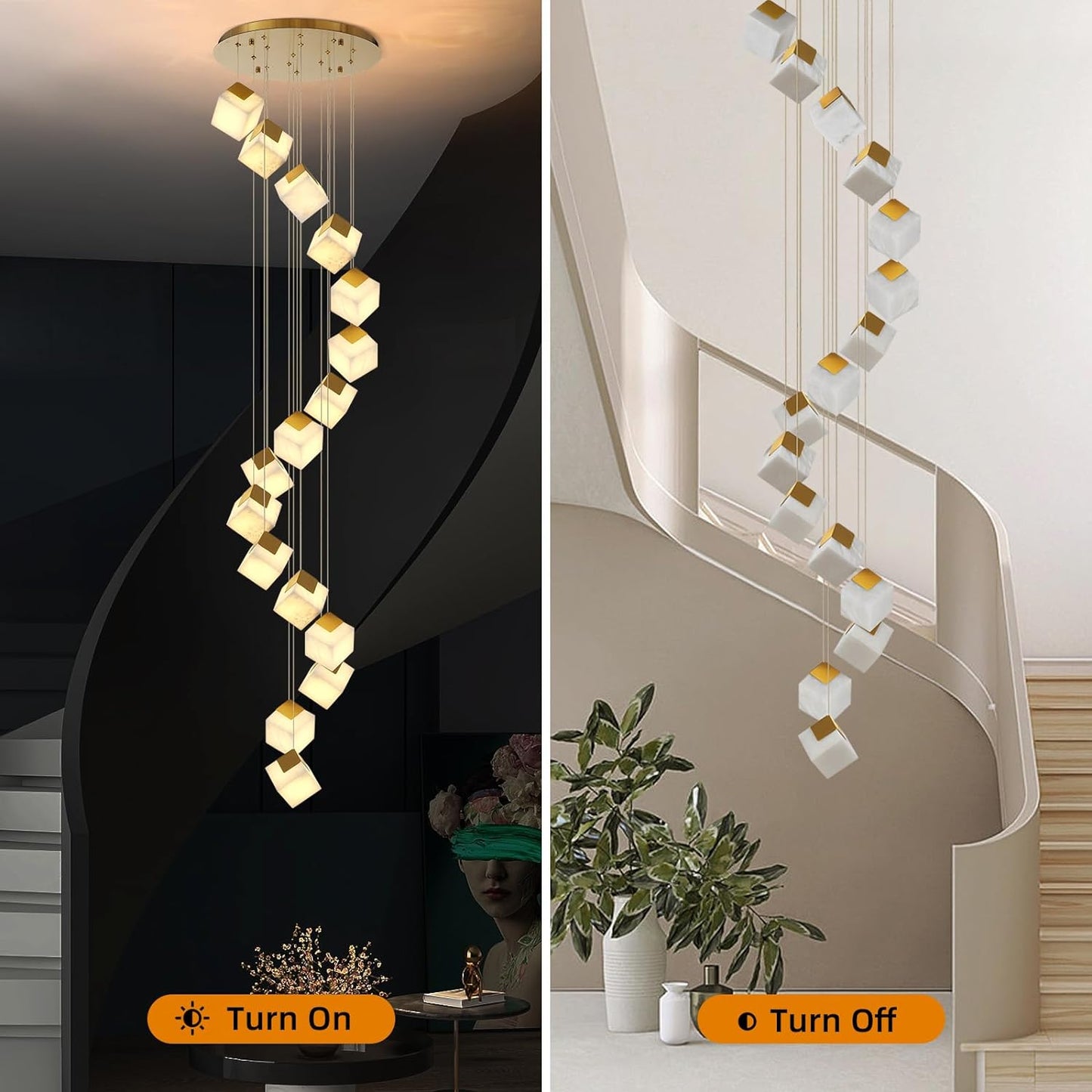 Cube Alabaster Square Pendant Lights