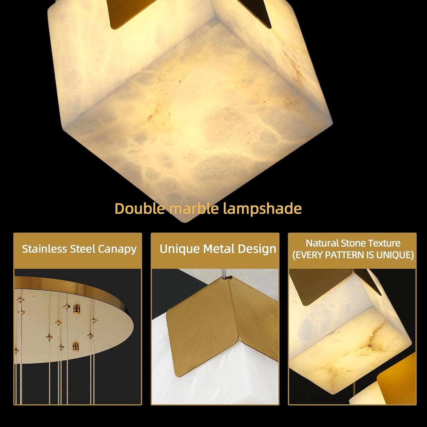 Cube Alabaster Square Pendant Lights
