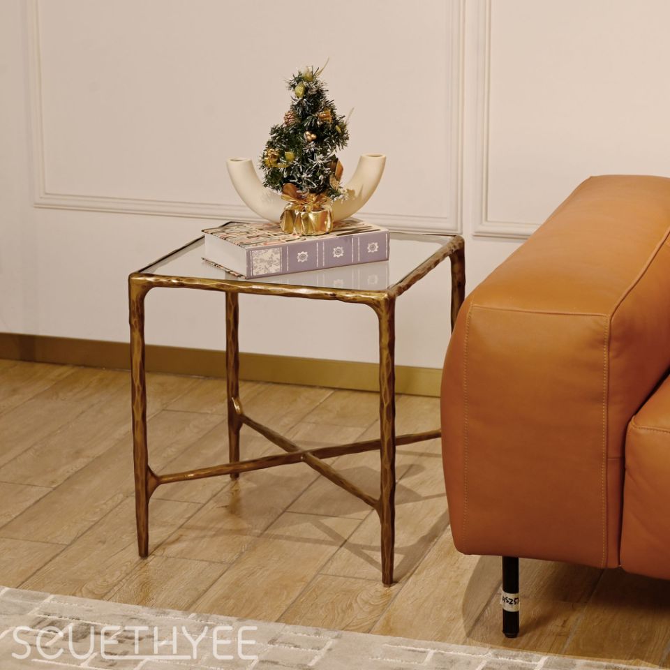 Thaddeus Glass Square Side Table 18" 22"