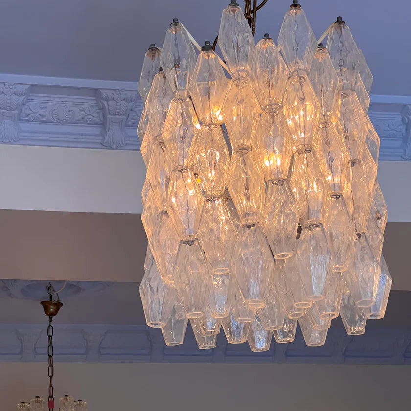 Murano Poliedri Clear Glass Chandelier