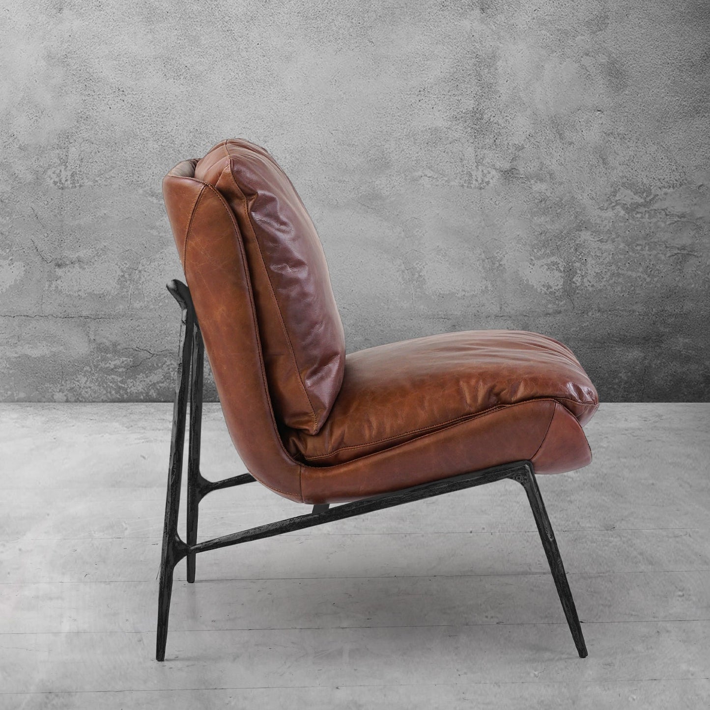 Thaddeus Vintage Leather Armrest Lounge Chair