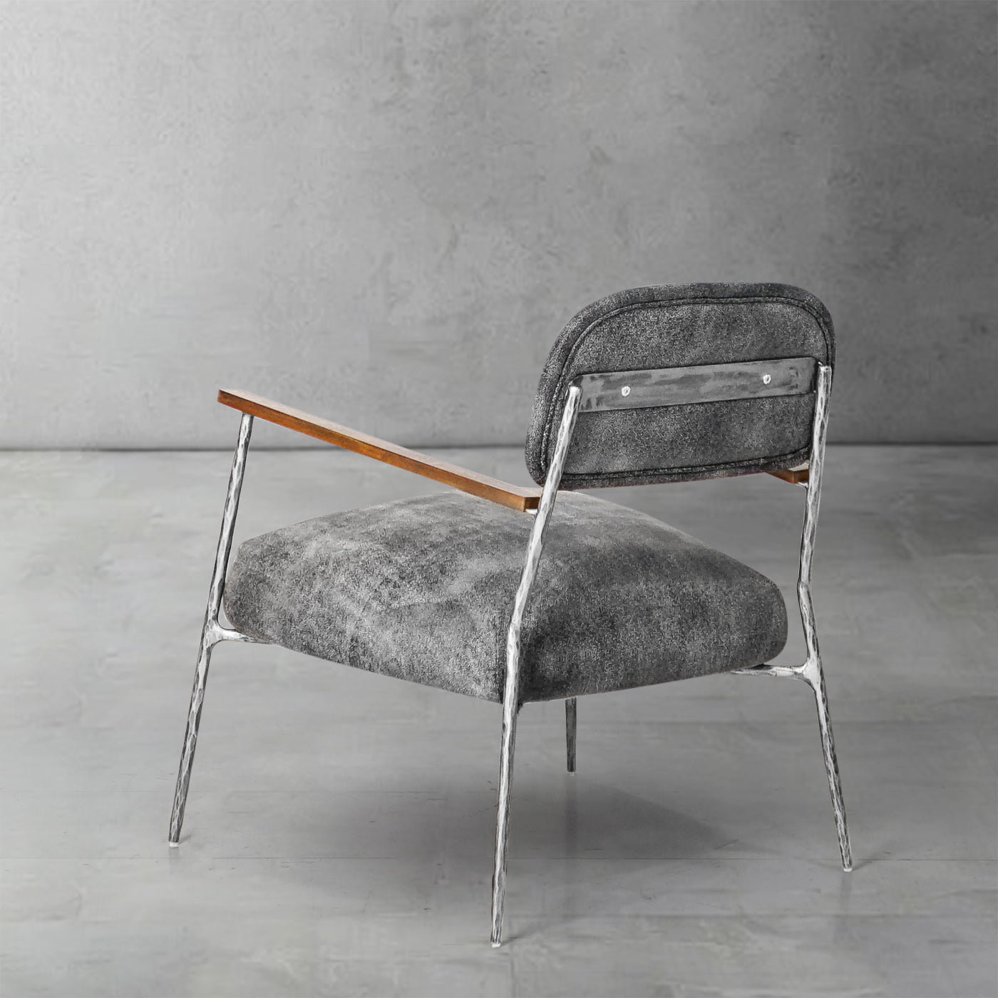 Thaddeus Grey Pearl Grain Leather Armchair