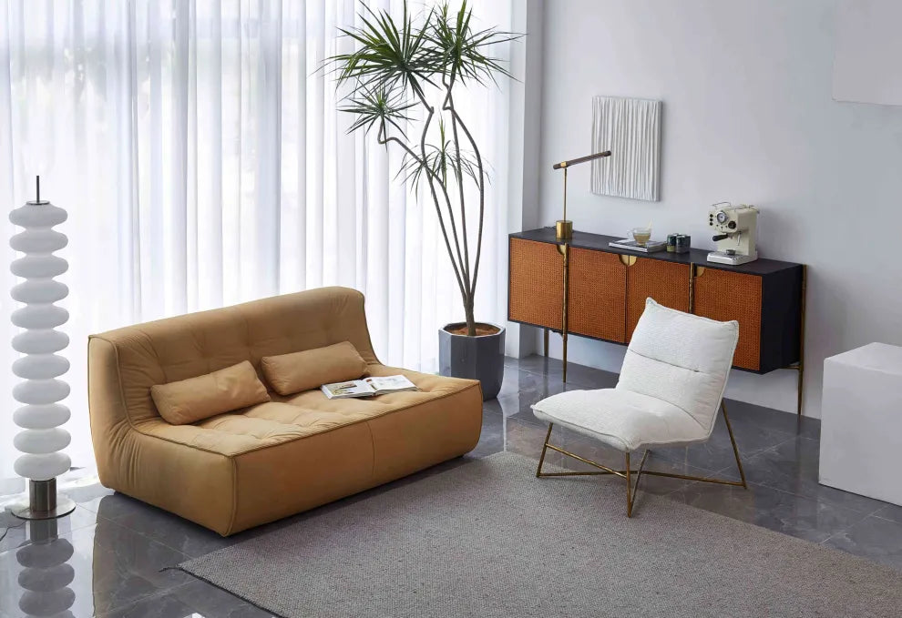 Thaddeus Metal Frame Rattan Long Side Cabinet