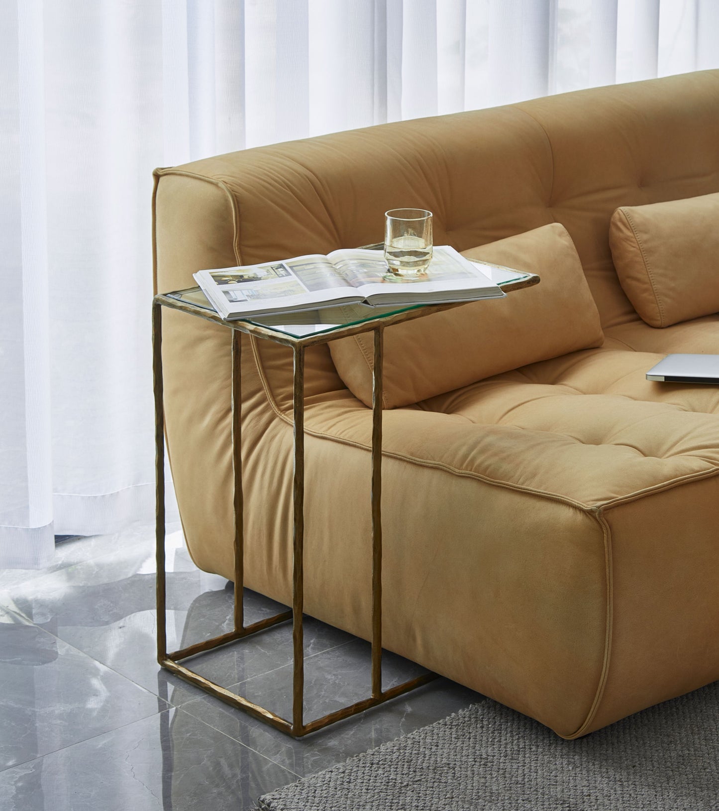 Thaddeus Glass C-Shaped Side Table