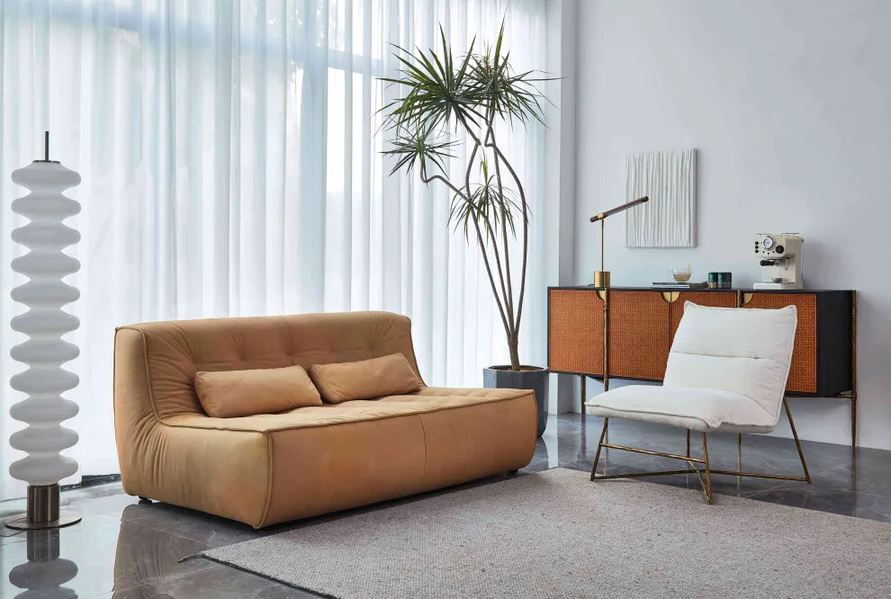 Thaddeus Metal Frame Rattan Long Side Cabinet