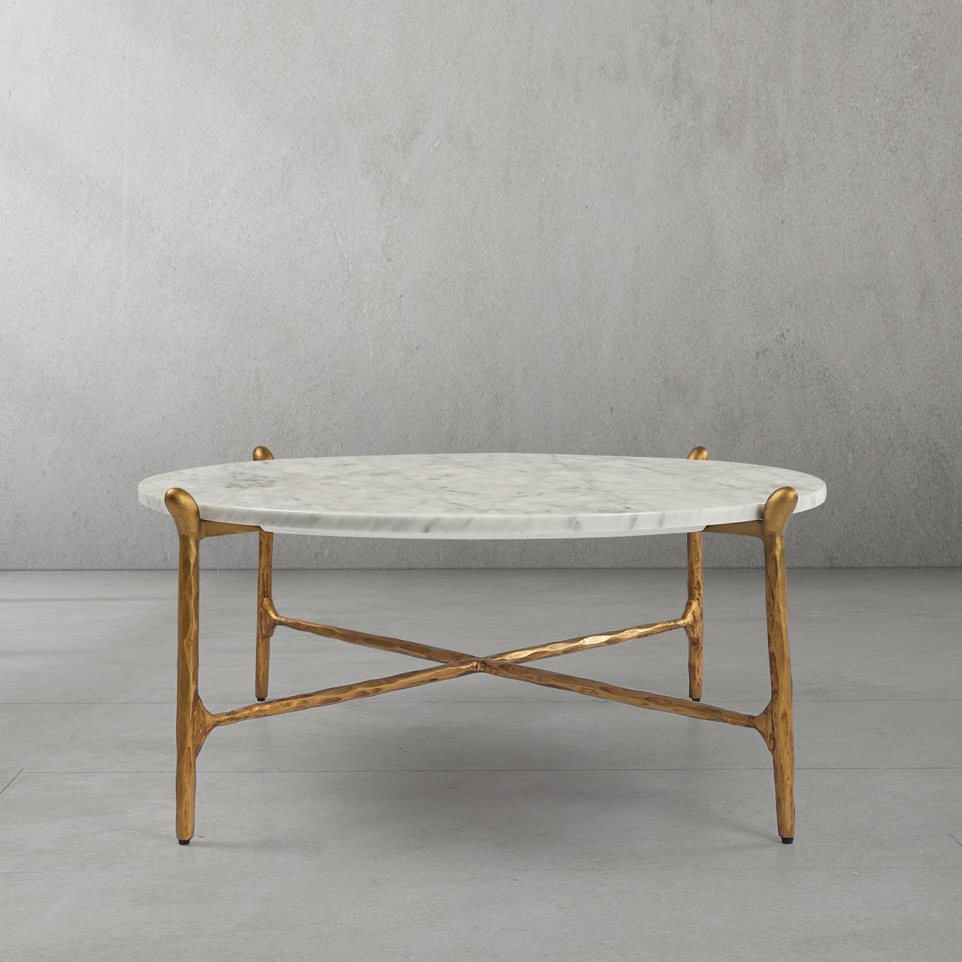 Thaddeus Round  Horn Marble Coffee Table & Side Table