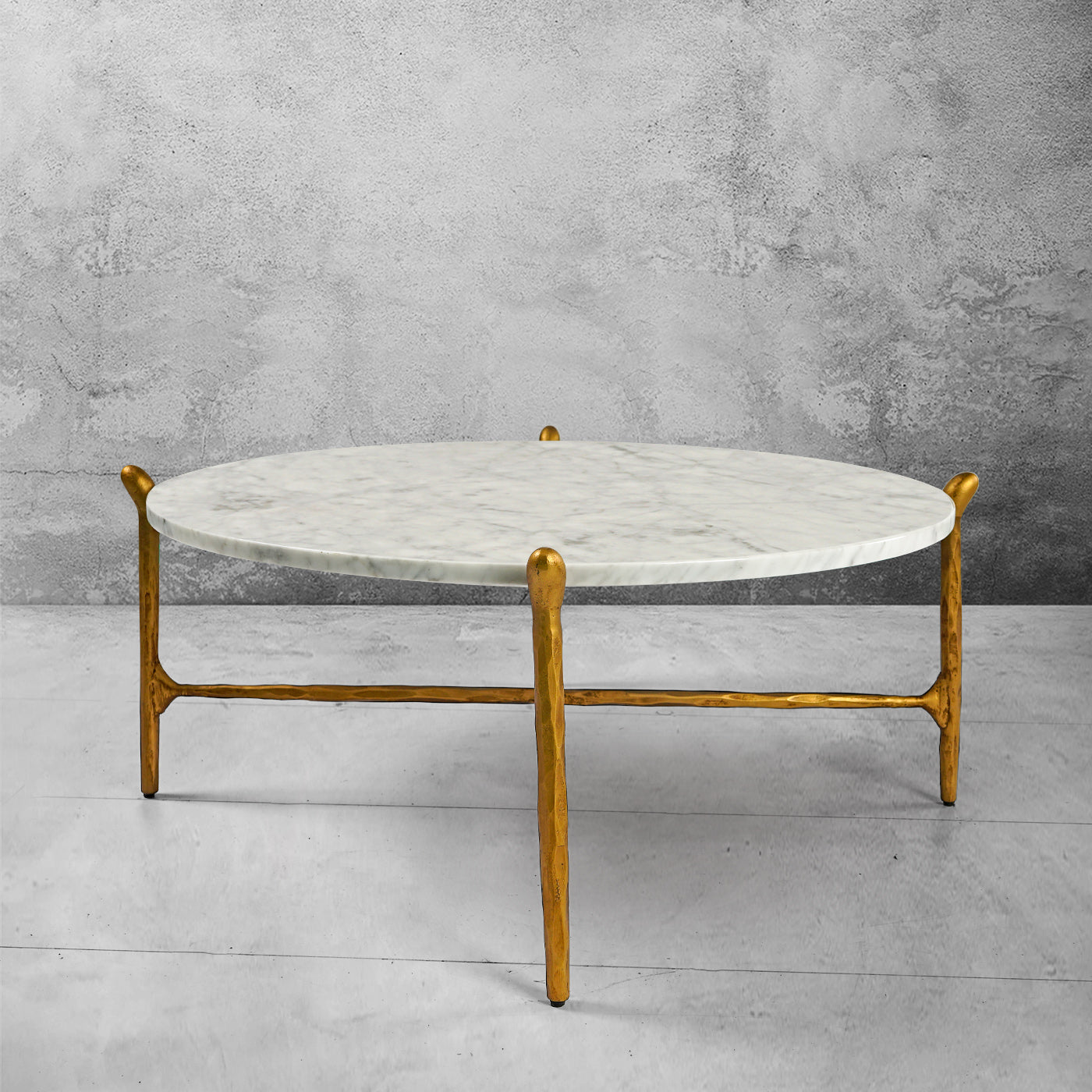 Thaddeus Round  Horn Marble Coffee Table & Side Table