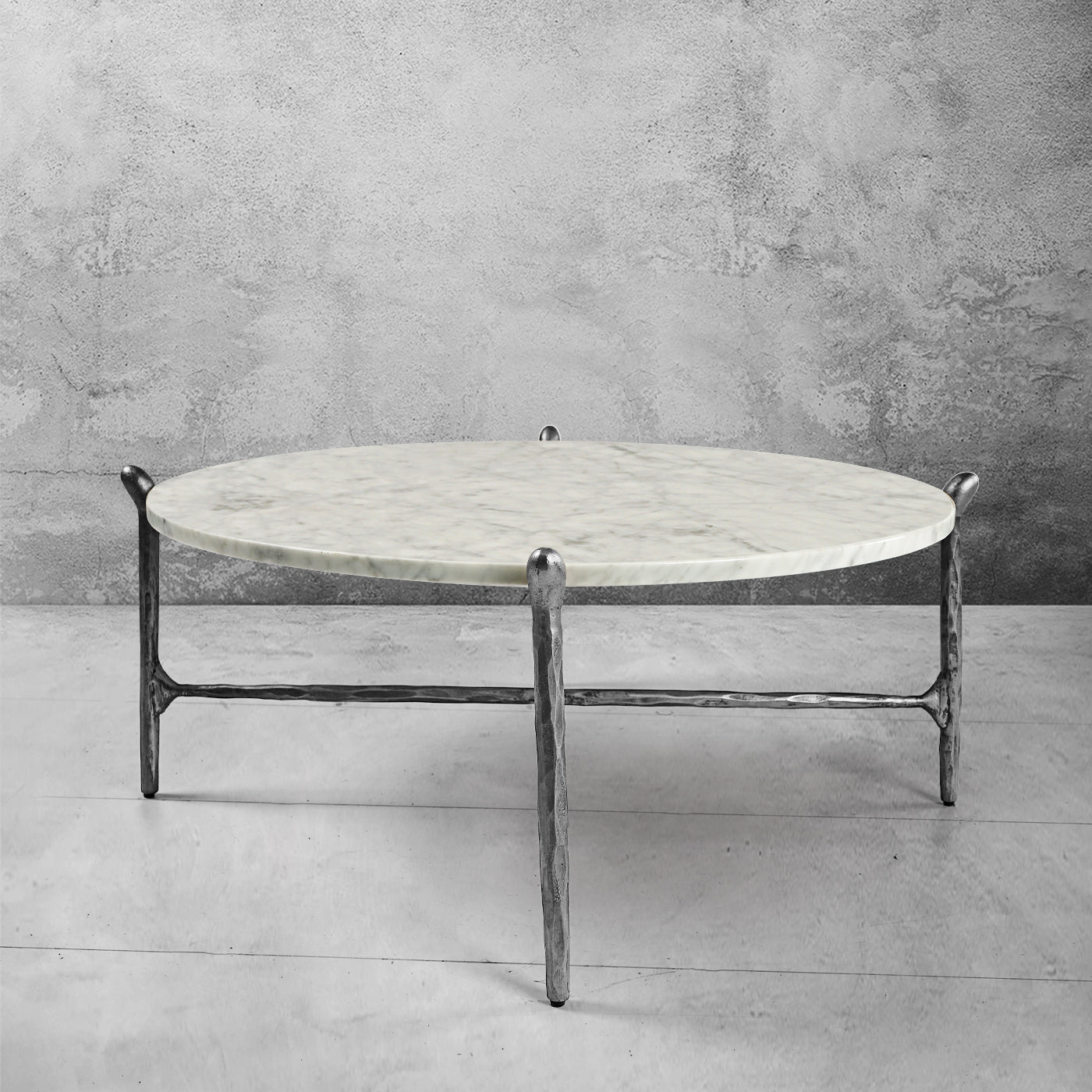 Thaddeus Round  Horn Marble Coffee Table & Side Table
