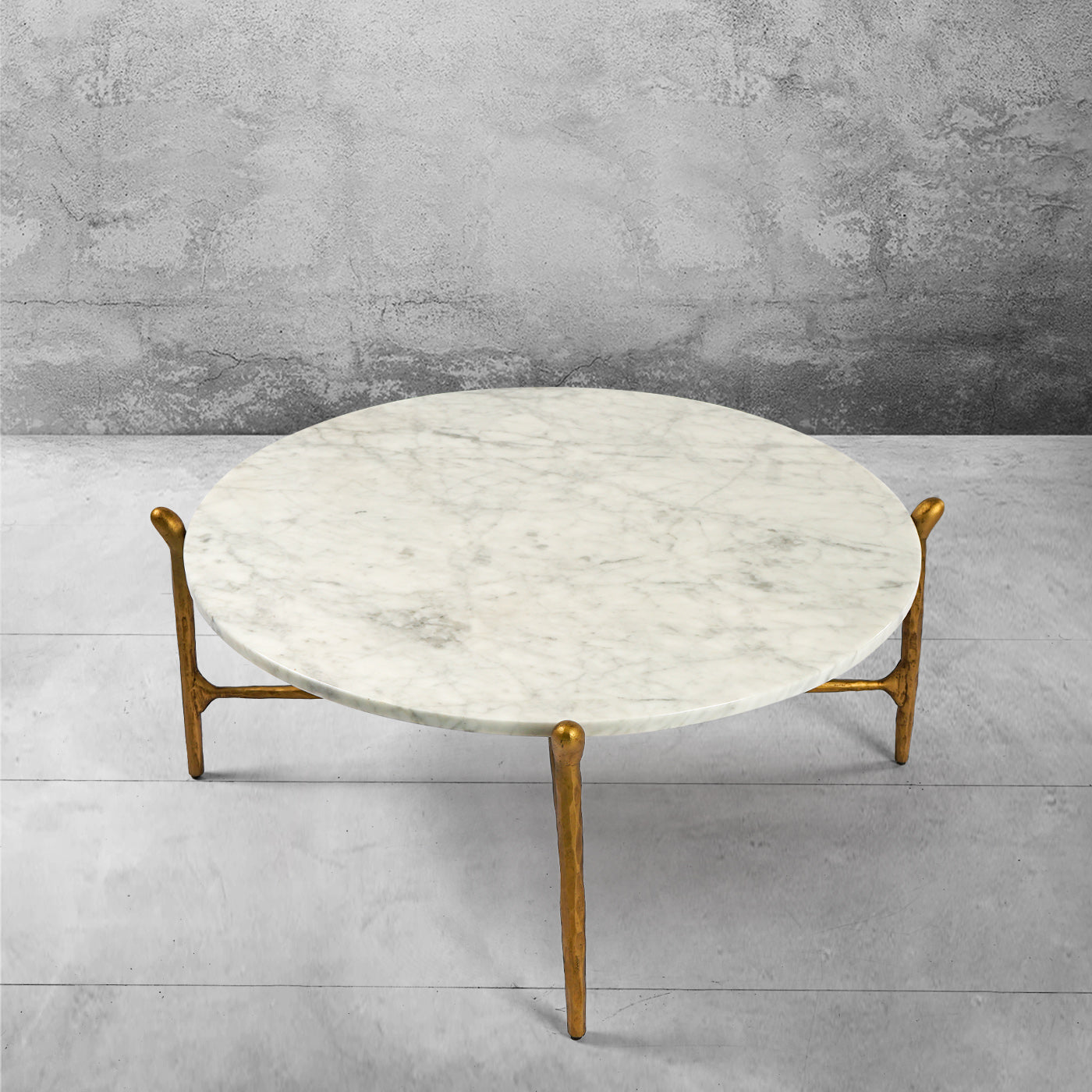 Thaddeus Round  Horn Marble Coffee Table & Side Table