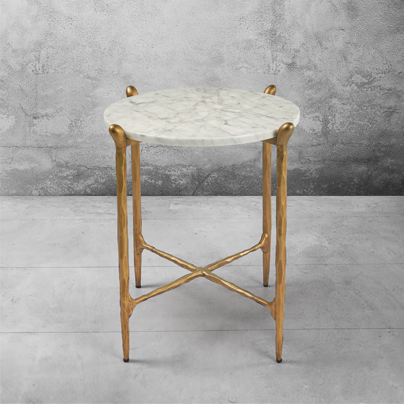 Thaddeus Round  Horn Marble Coffee Table & Side Table