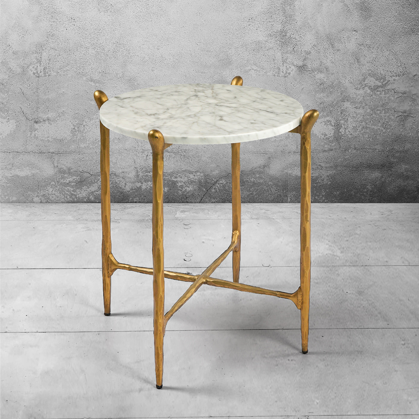 Thaddeus Round  Horn Marble Coffee Table & Side Table