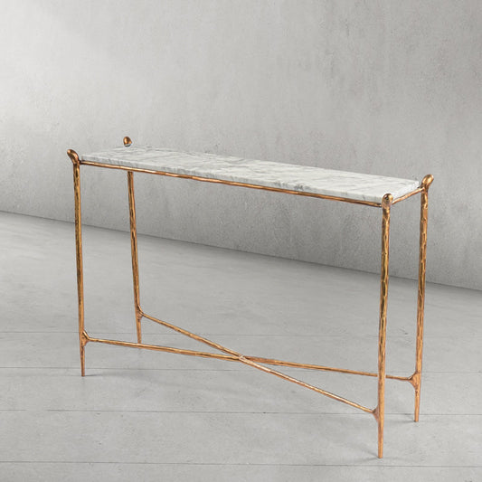 Thaddeus Rectangle Horn Marble Console Table