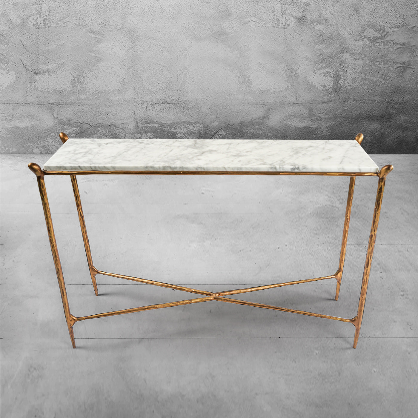 Thaddeus Rectangle Horn Marble Console Table