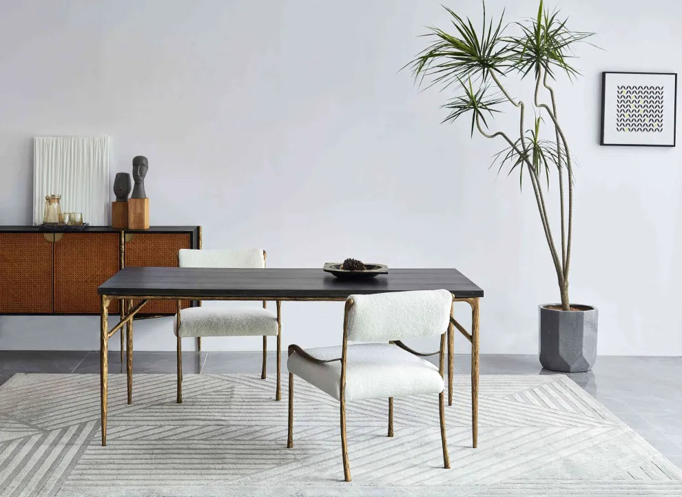 Thaddeus Metal Frame Rattan Long Side Cabinet