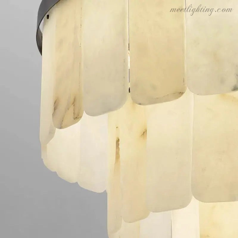Alabaster Modern Multi-Tiered Round Chandelier