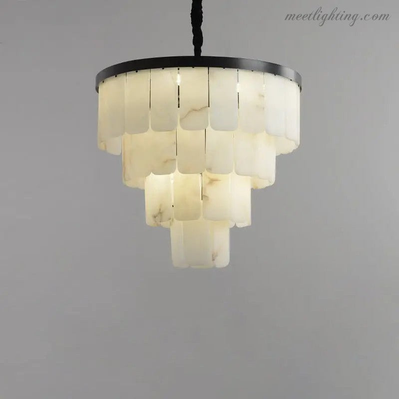 Alabaster Modern Multi-Tiered Round Chandelier