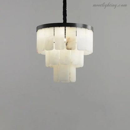 Alabaster Modern Multi-Tiered Round Chandelier