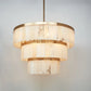 Alabaster Three-Tier Chandelier with Metal Natural Stone