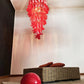 Beautiful Murano Red Petals Spiral Chandelier 25"