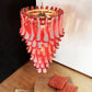 Beautiful Murano Red Petals Spiral Chandelier 25"