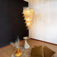 Beautiful Murano Transparent Amber Spiral Chandelier 25"
