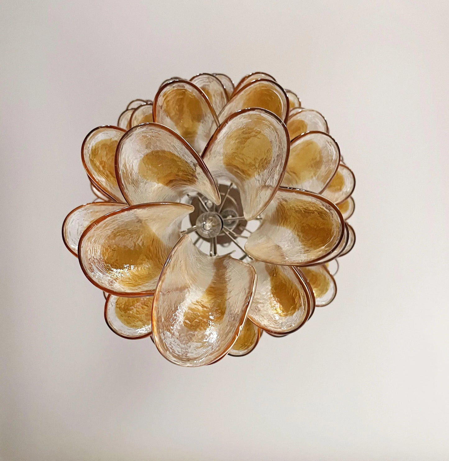 Beautiful Murano Transparent Amber Spiral Chandelier 25"