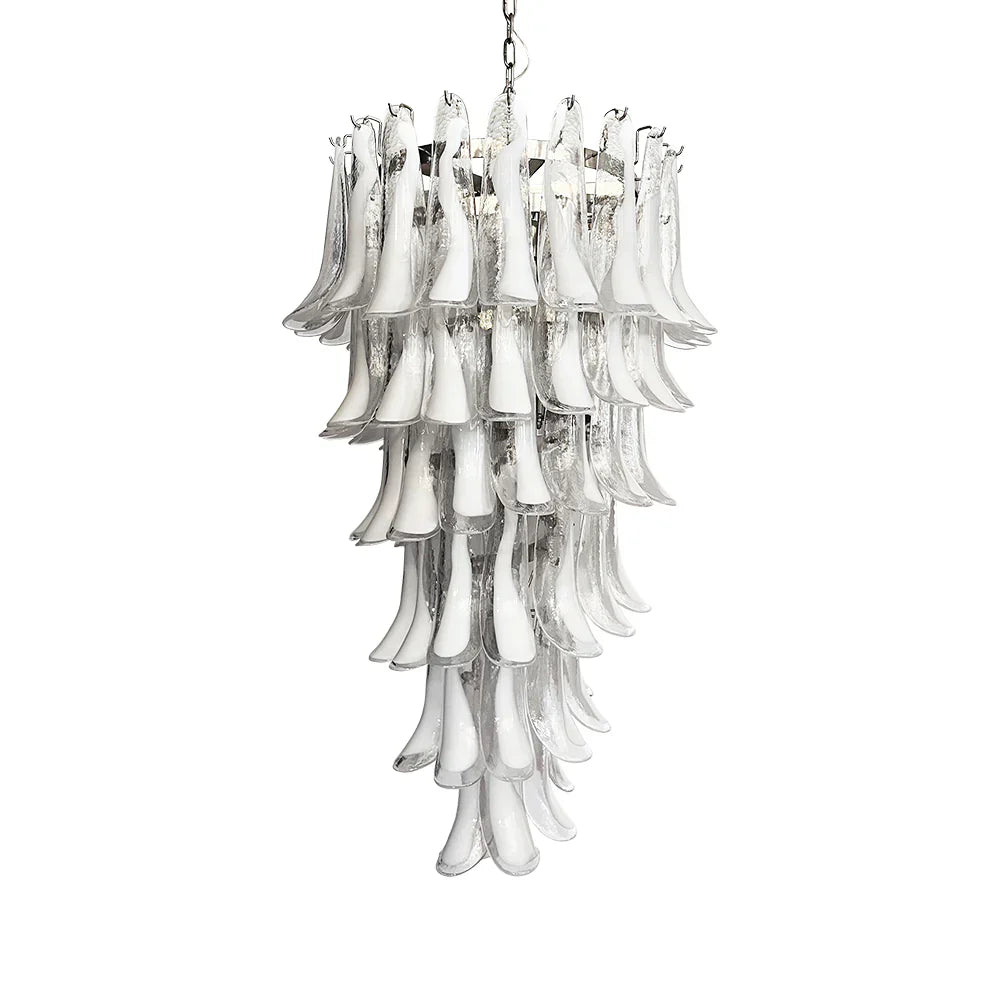 Beautiful Murano Transparent Petals Spiral Chandelier 25"