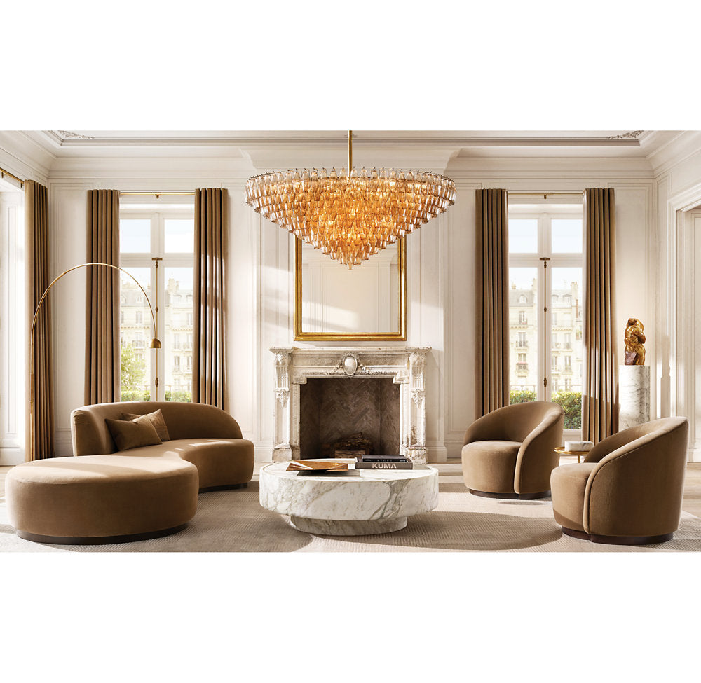 CHIARA SMOKE GLASS TIERED ROUND CHANDELIER 37"