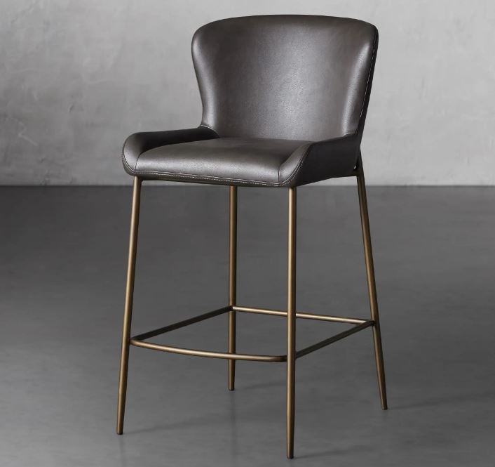 Kirsten Faux Counter Stool in Carbon Leather