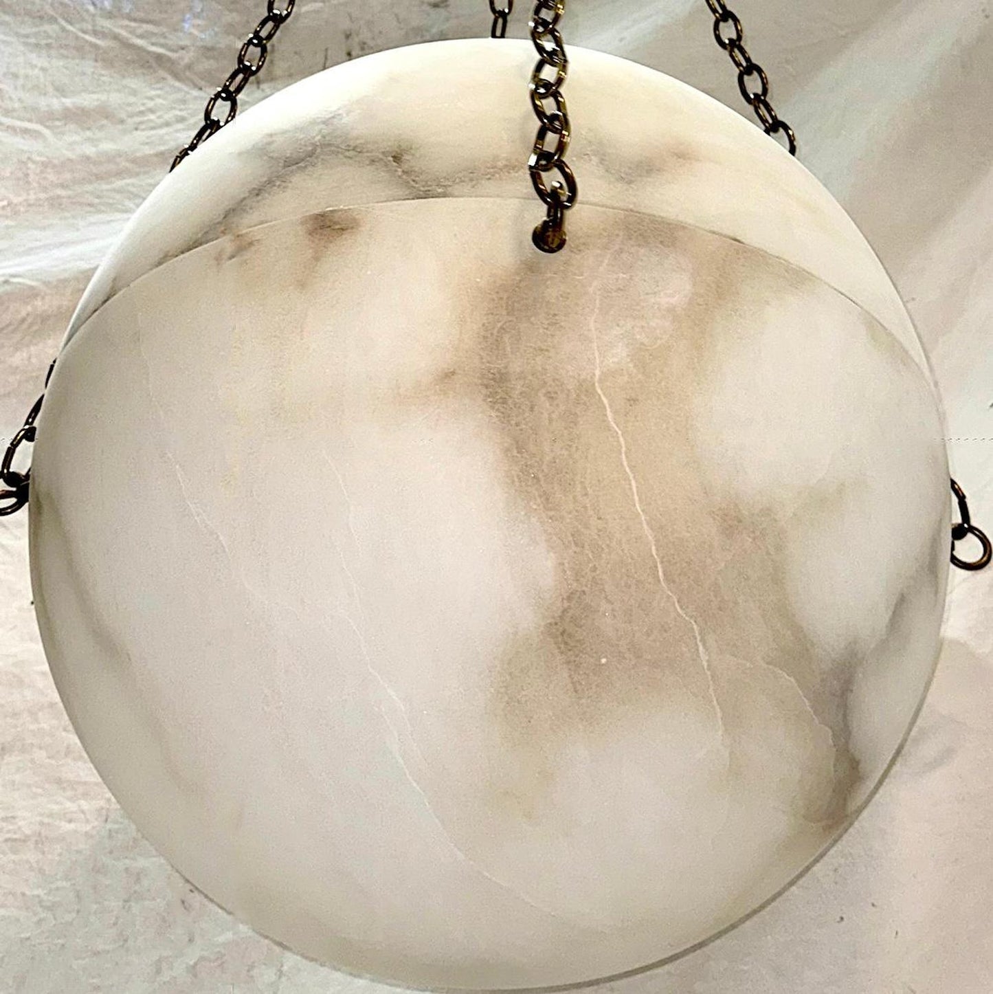 Vintage Alabaster Globe Fixture-Brass 20''