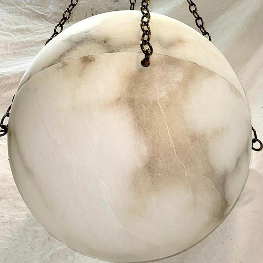 Vintage Alabaster Globe Fixture-Brass 20''