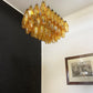 Elegant Murano Poliedri Amber Glass Chandelier 22"
