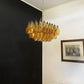 Elegant Murano Poliedri Amber Glass Chandelier 22"