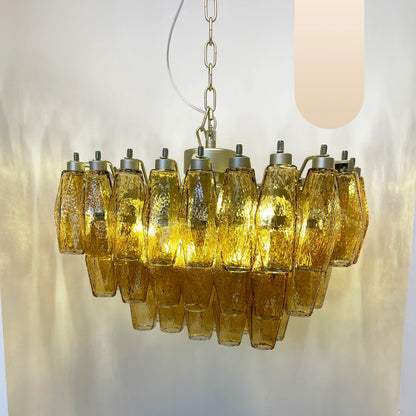 Elegant Murano Poliedri Amber Glass Chandelier 22"