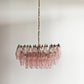 Elegant Murano Poliedri Pink Glass Chandelier 22"
