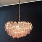 Elegant Murano Poliedri Pink Glass Chandelier 22"