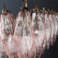 Elegant Murano Poliedri Pink Glass Chandelier 22"