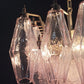 Elegant Murano Poliedri Pink Glass Chandelier 22"