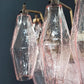 Elegant Murano Poliedri Pink Glass Chandelier 22"
