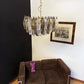 Elegant Murano Poliedri Transparent Smoked Glass Chandelier 22"