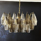 Elegant Murano Poliedri Transparent Smoked Glass Chandelier 22"
