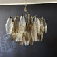 Elegant Murano Poliedri Transparent Smoked Glass Chandelier 22"
