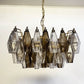 Elegant Murano Poliedri Transparent Smoked Glass Chandelier 22"