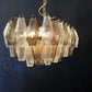 Elegant Murano Poliedri Transparent Smoked Glass Chandelier 22"