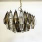 Elegant Murano Poliedri Transparent Smoked Glass Chandelier 22"