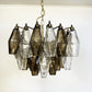 Elegant Murano Poliedri Transparent Smoked Glass Chandelier 22"